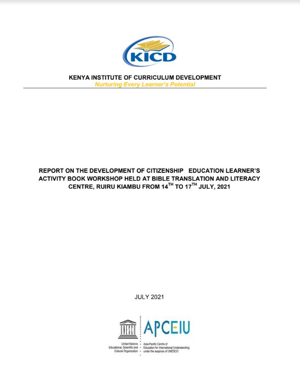 Cover for [2021_report] Report on the Development of Citizenship Education Learner’s Activity Book Workshop